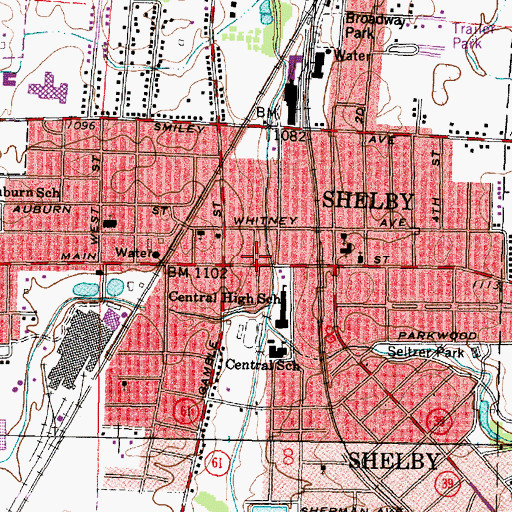 Topographic Map of Shelby Municipal Court, OH