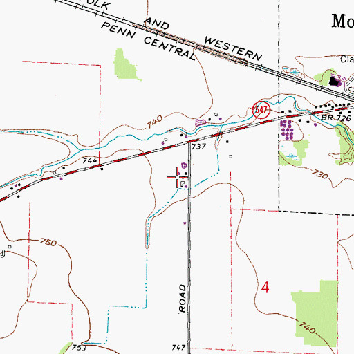 Topographic Map of Martin Farms, OH