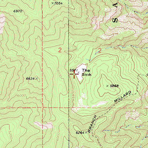 Topographic Map of The Sink, CA
