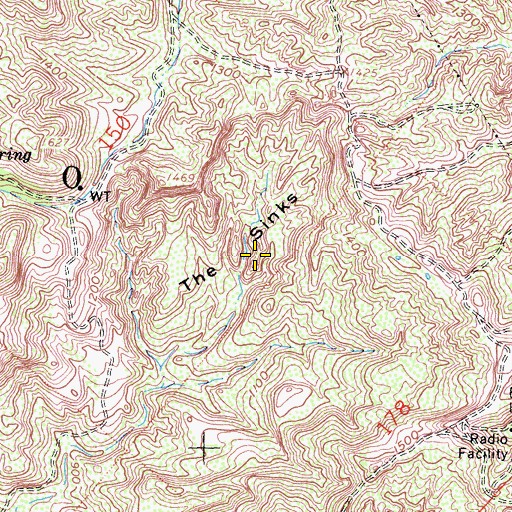 Topographic Map of The Sinks, CA