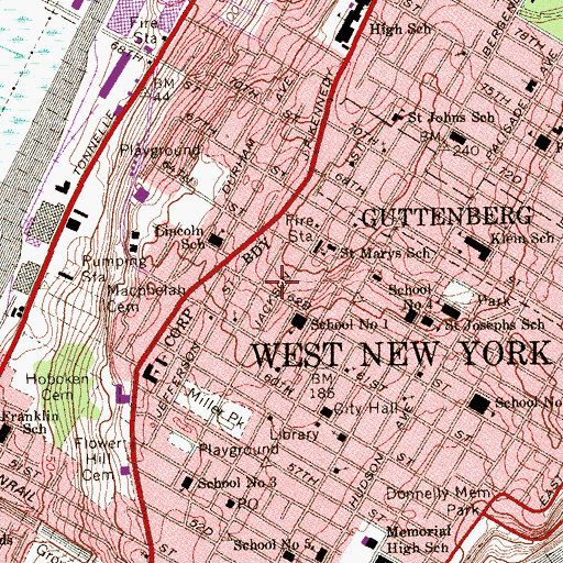 Topographic Map of Sunset Gardens, NJ