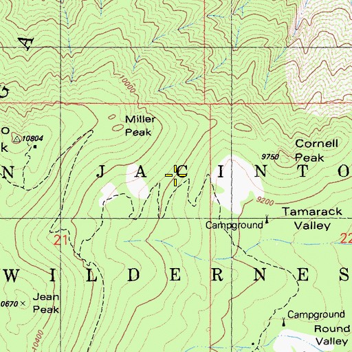 Topographic Map of Mount San Jacinto State Wilderness, CA