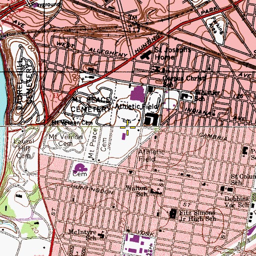 Topographic Map of 29th and Chalmers Park, PA