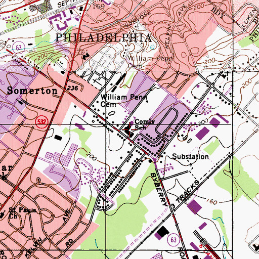 Topographic Map of Daniel Boyle Recreation Center, PA