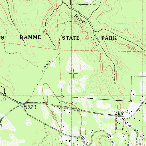 Topographic Map of Van Damme Pygmy Forest Natural Preserve, CA