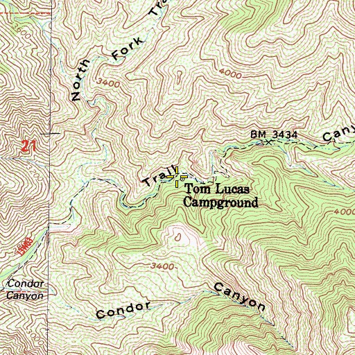 Topographic Map of Tom Lucas Campground, CA