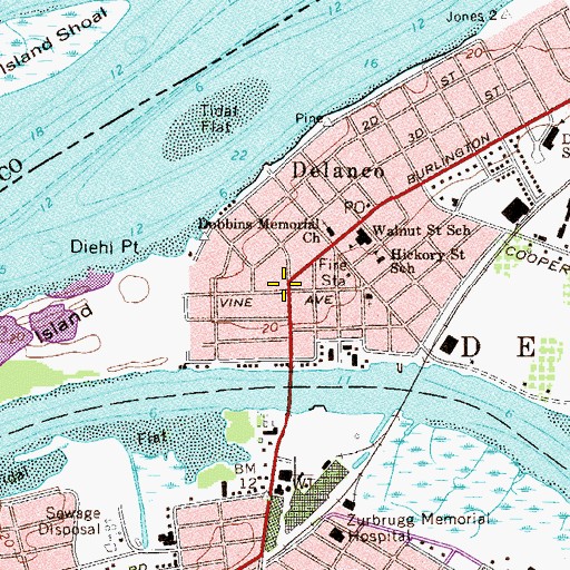 Topographic Map of Vine Street Park, PA