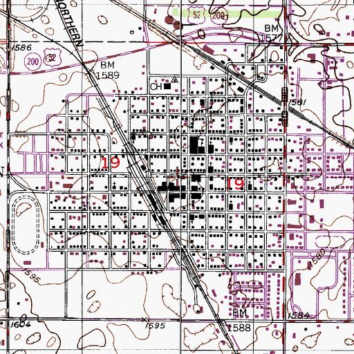 Topographic Map of Carrington Post Office, ND