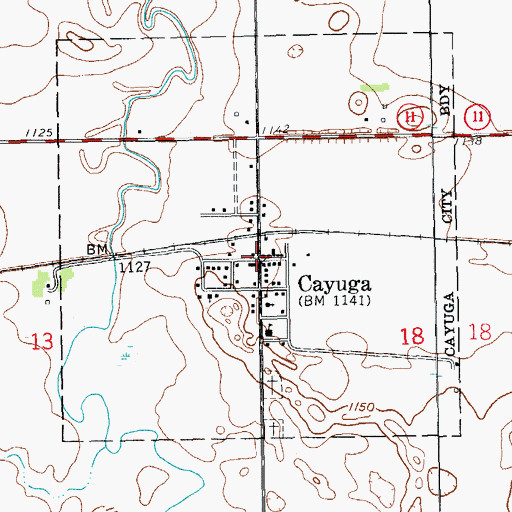 Topographic Map of Cayuga Post Office (historical), ND