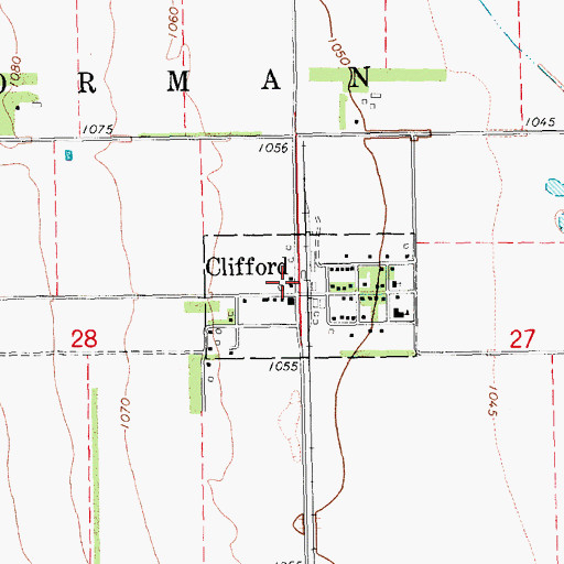 Topographic Map of Clifford Post Office, ND