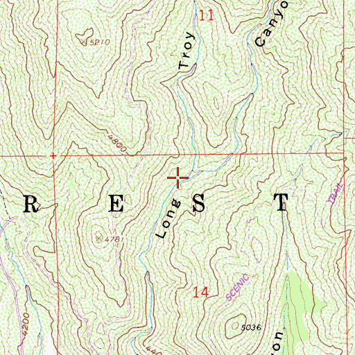 Topographic Map of Troy Canyon, CA