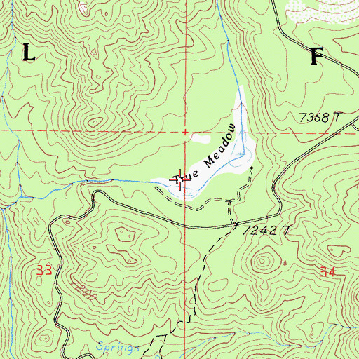 Topographic Map of True Meadow, CA