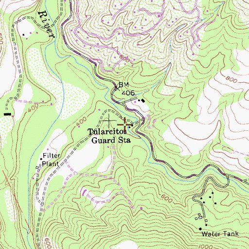 Topographic Map of Tularcitos Guard Station, CA
