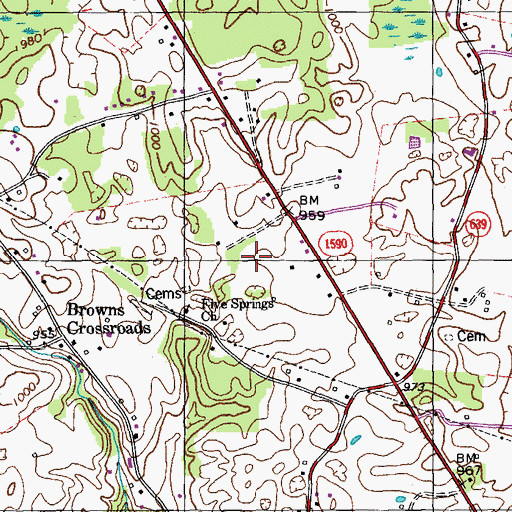 Topographic Map of Five Springs, KY