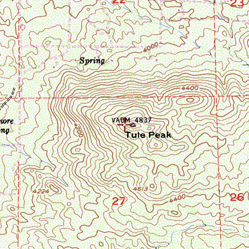 Topographic Map of Tule Peak, CA