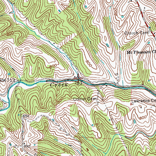 Topographic Map of North Fork Lick Creek, KY