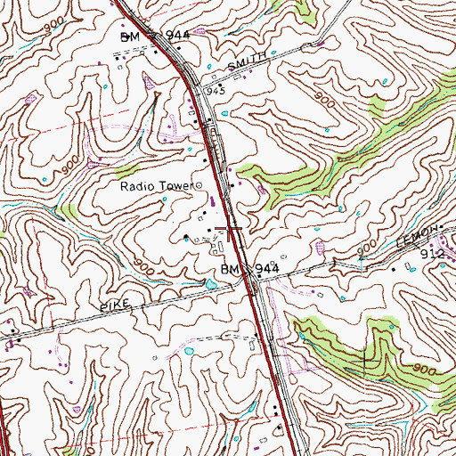 Topographic Map of Reid (historical), KY