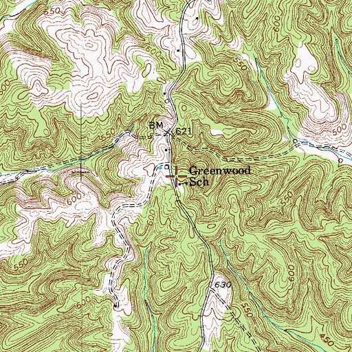 Topographic Map of Greenwood (historical), KY