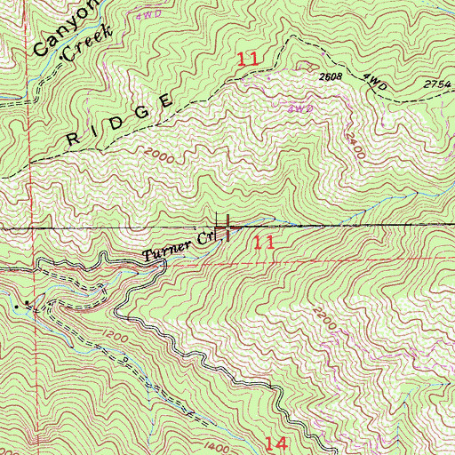 Topographic Map of Turner Creek, CA