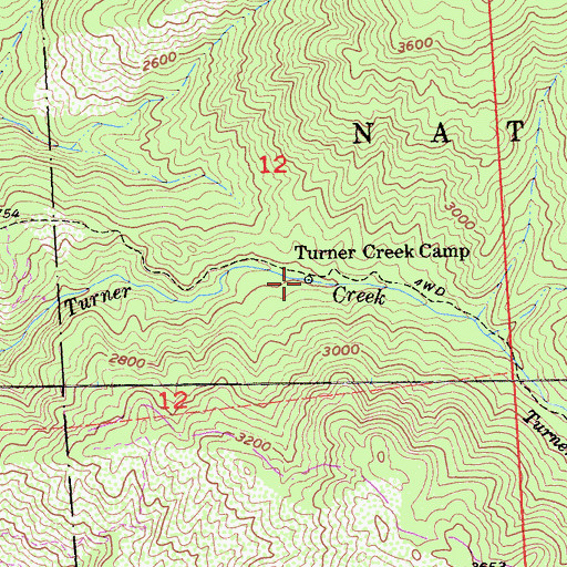Topographic Map of Turner Creek Camp, CA
