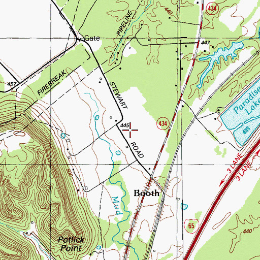 Topographic Map of Bryan Flats, KY