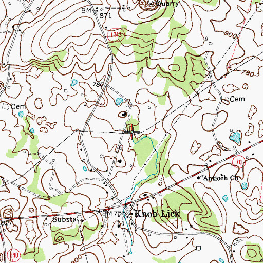 Topographic Map of Knob Lick Creek, KY