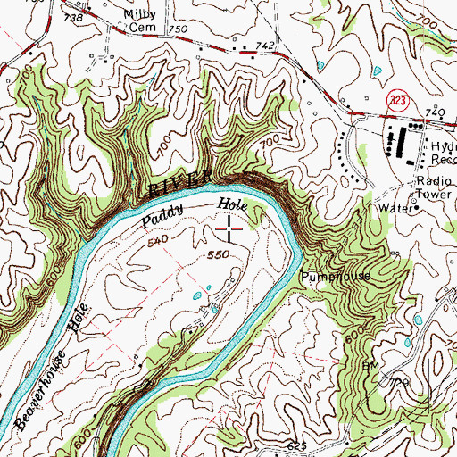 Topographic Map of Horse Shoe Bend, KY
