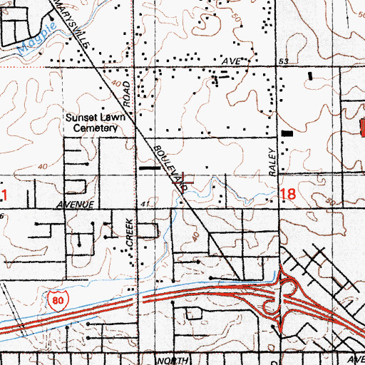 Topographic Map of 49'er Drive-In (historical), CA