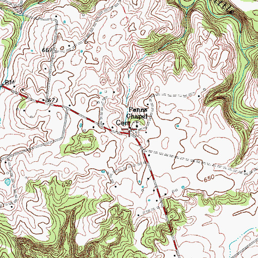 Topographic Map of Penns Chapel (historical), KY