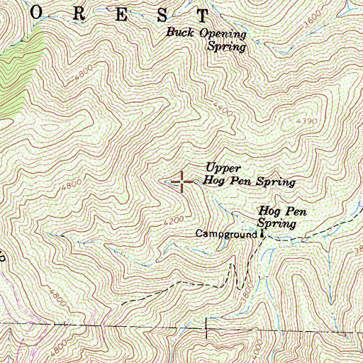 Topographic Map of Upper Hog Pen Spring, CA