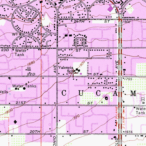 Topographic Map of Valencia Elementary School, CA