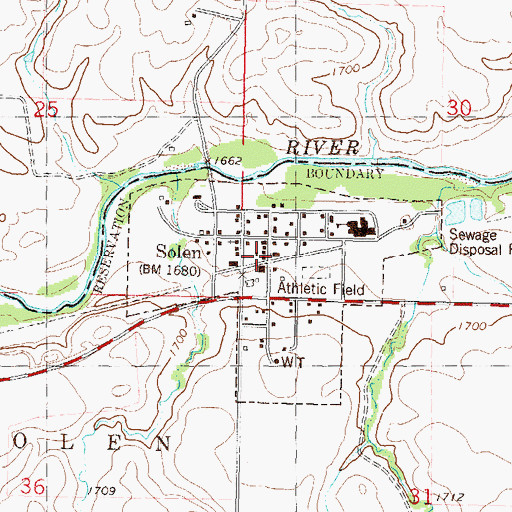 Topographic Map of Solen Post Office, ND