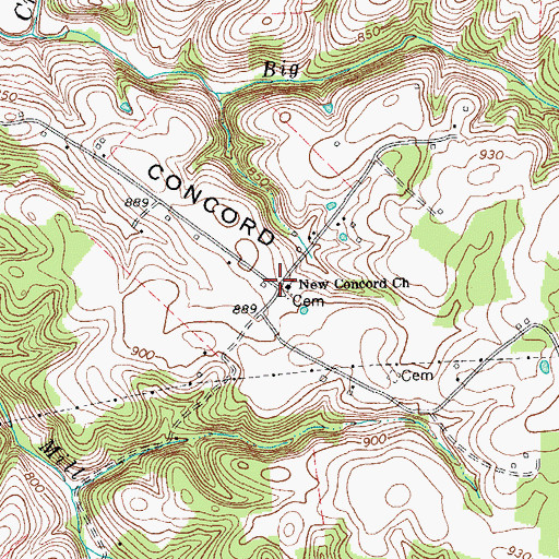 Topographic Map of Concord (historical), KY
