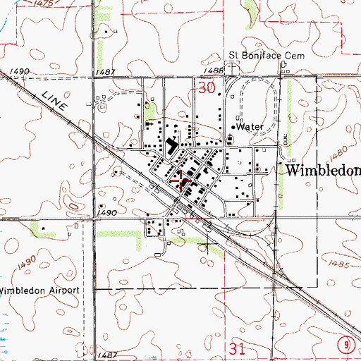 Topographic Map of Wimbledon Post Office, ND