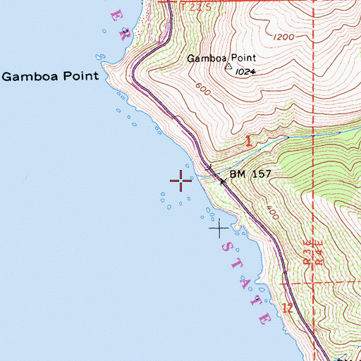Topographic Map of Vicente Creek, CA