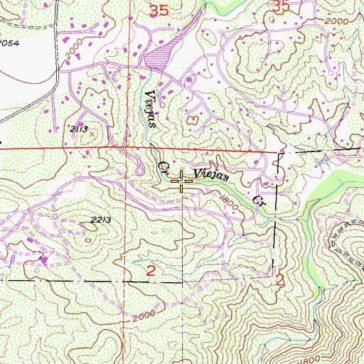 Topographic Map of Viejas Creek, CA