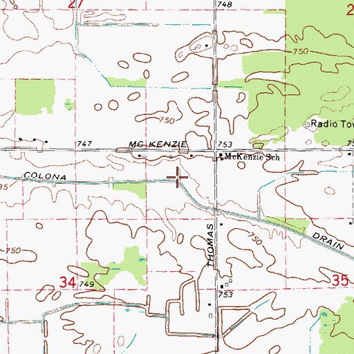 Topographic Map of Steciak Farms, MI