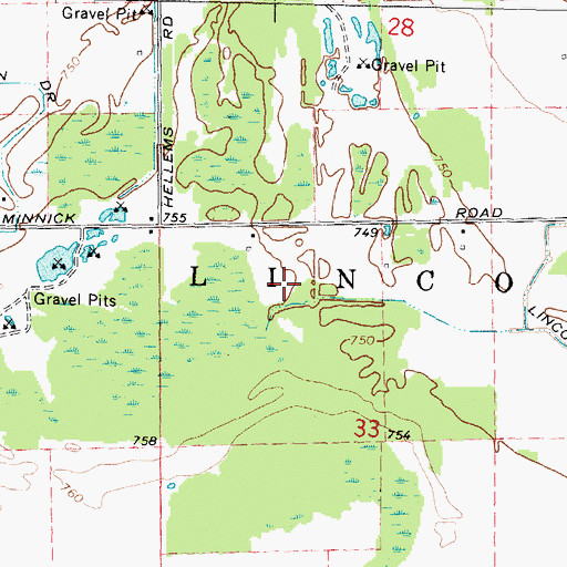 Topographic Map of Thomas Farm, MI
