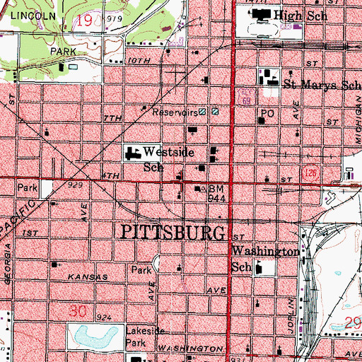 Topographic Map of United Presbyterian Church (historical), KS