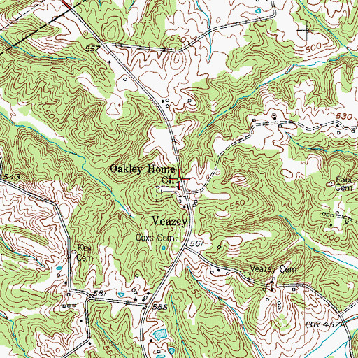 Topographic Map of Oakley Home (historical), KY