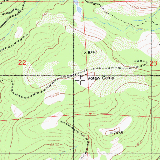 Topographic Map of Votaw Camp, CA