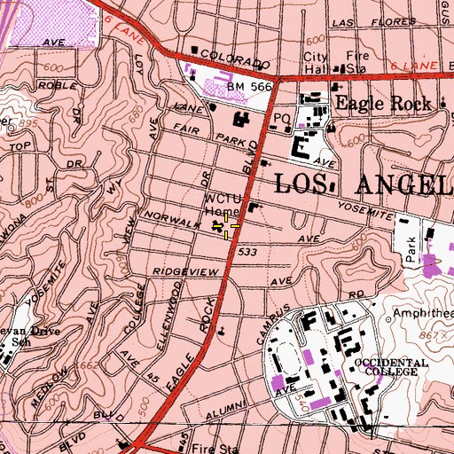 Topographic Map of WCTU Home, CA