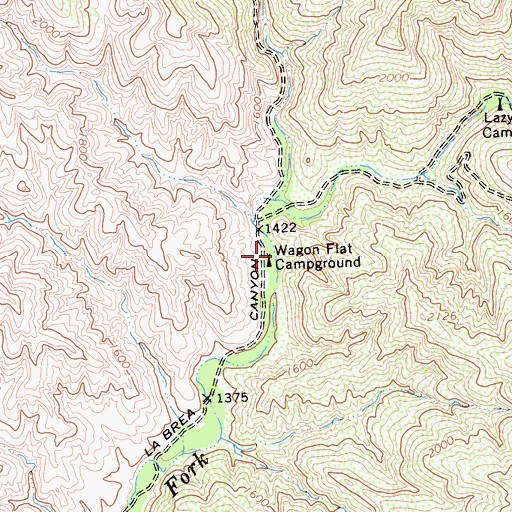 Topographic Map of Wagon Flat Campground, CA