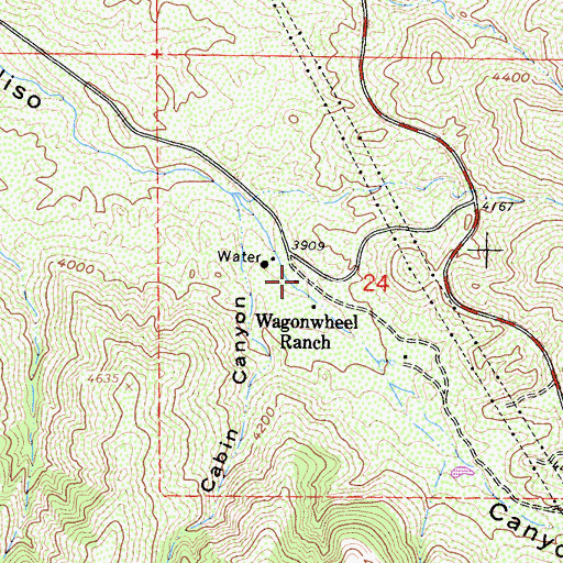 Topographic Map of Wagonwheel Ranch, CA
