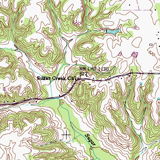 Topographic Map of Sugar Creek (historical), KY