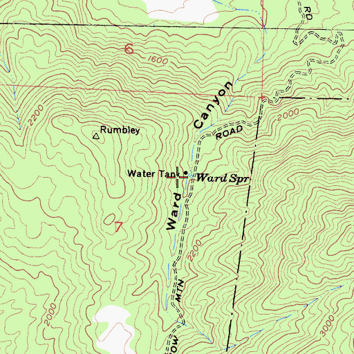 Topographic Map of Ward Spring, CA