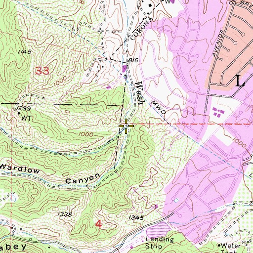 Topographic Map of Wardlow Canyon, CA