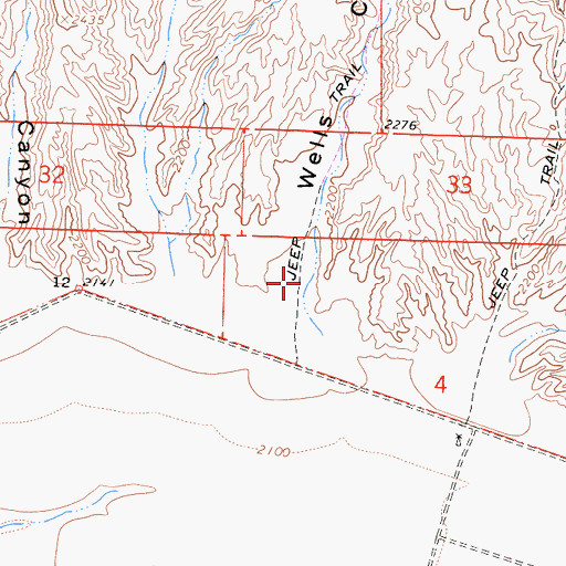 Topographic Map of Wells Canyon, CA