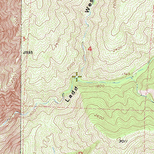 Topographic Map of West Fork Ladd Canyon, CA