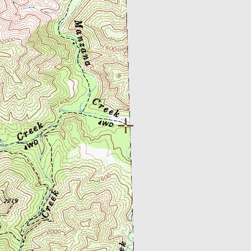 Topographic Map of West Fork Mill Creek, CA